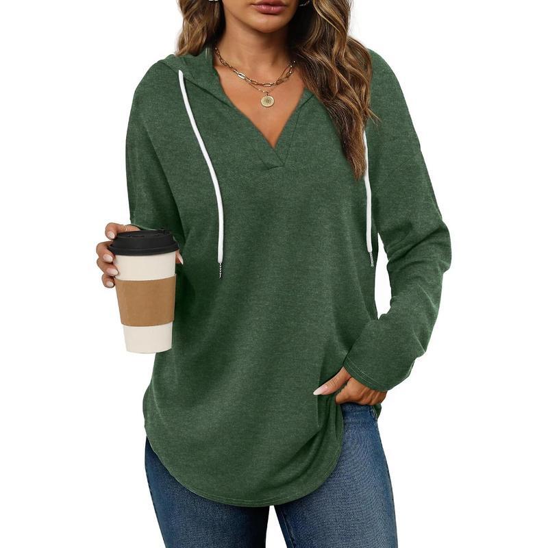 Women's Plaid V-Neck Tunic Sweatshirt