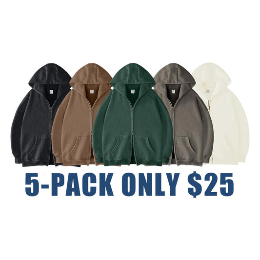 Unisex Oversized Acid Wash Zip Up Hoodie