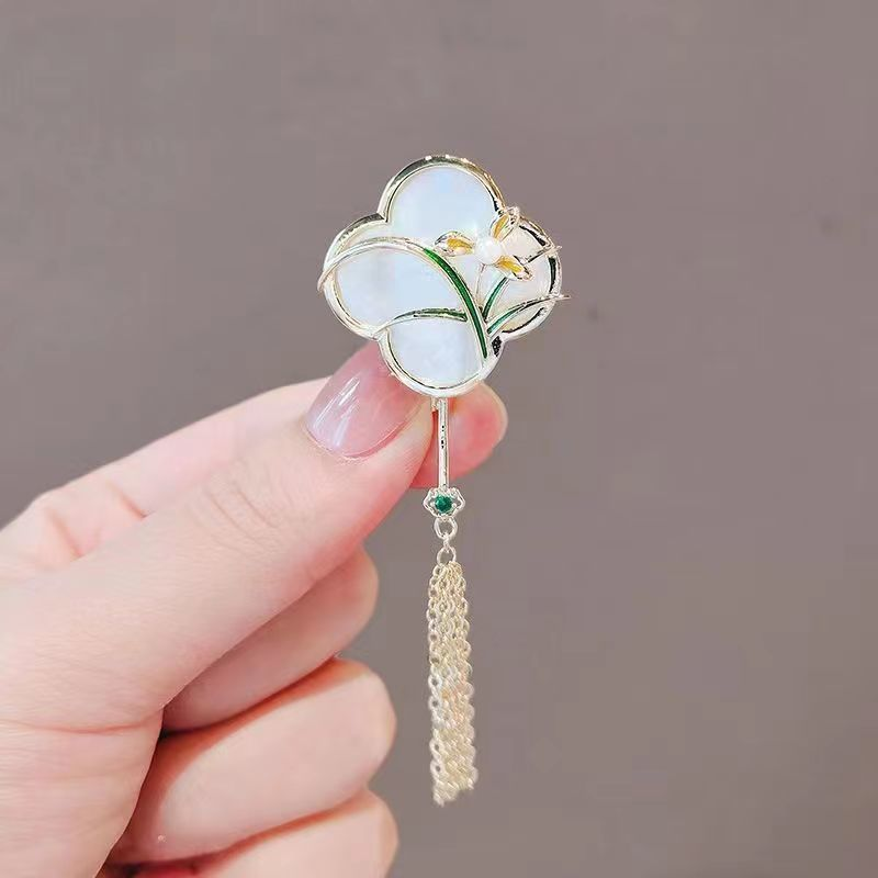 中国风扇子流苏西装别针旗袍压襟胸花