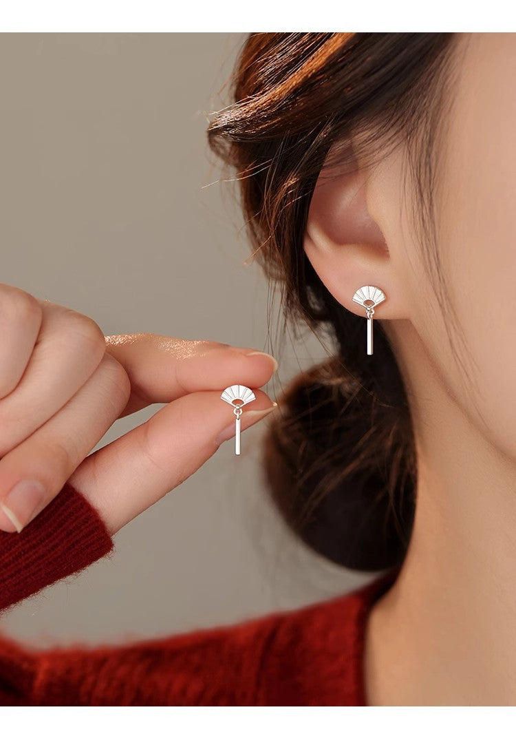 新中式国风扇子耳钉女