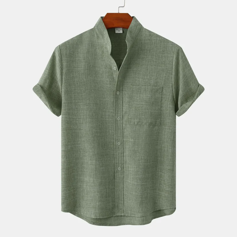 Heathered linen-blend shirt